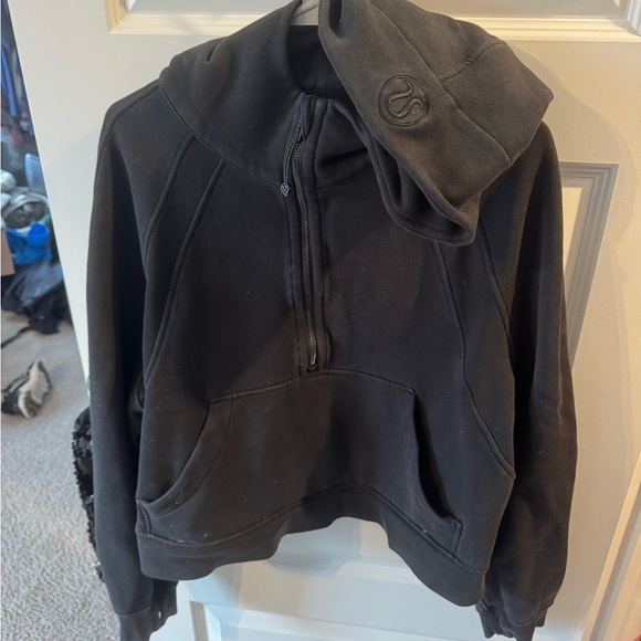 lululemon athletica Tops - Black lulumlemon Half-Zip scuba Hoodie with Logo Detail